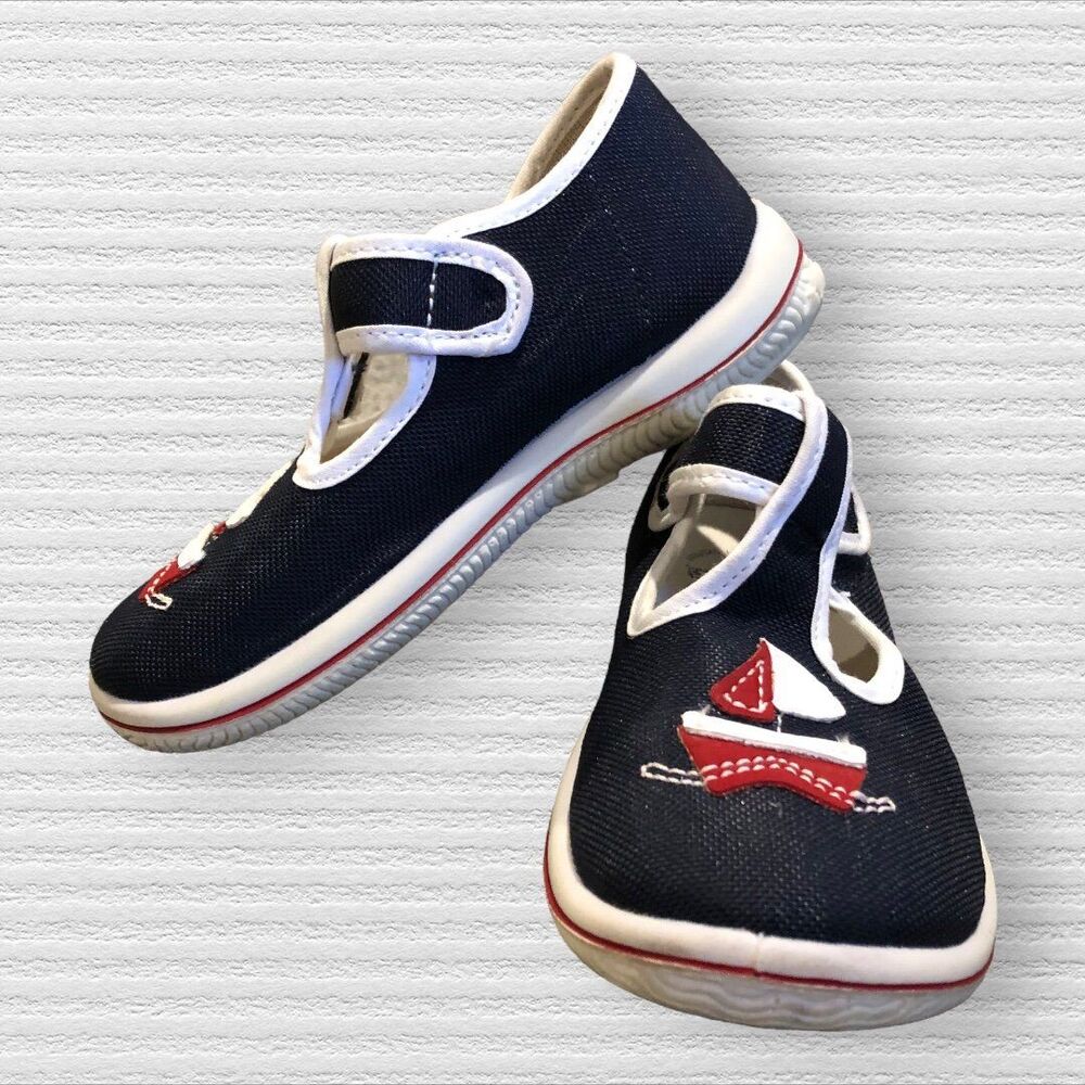 Primigi US 8 Navy Nautical Sailboat Shoes Classic